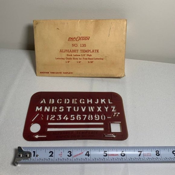 Vintage RAPIDESIGN #135 Template Alphabet Numerals Lettering - Picture 1 of 3